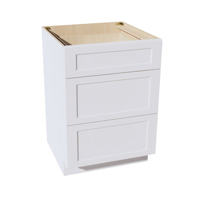 HF - DB27: Frost White Shaker 27" 3 Drawers Base Cabinet - NextCabinets