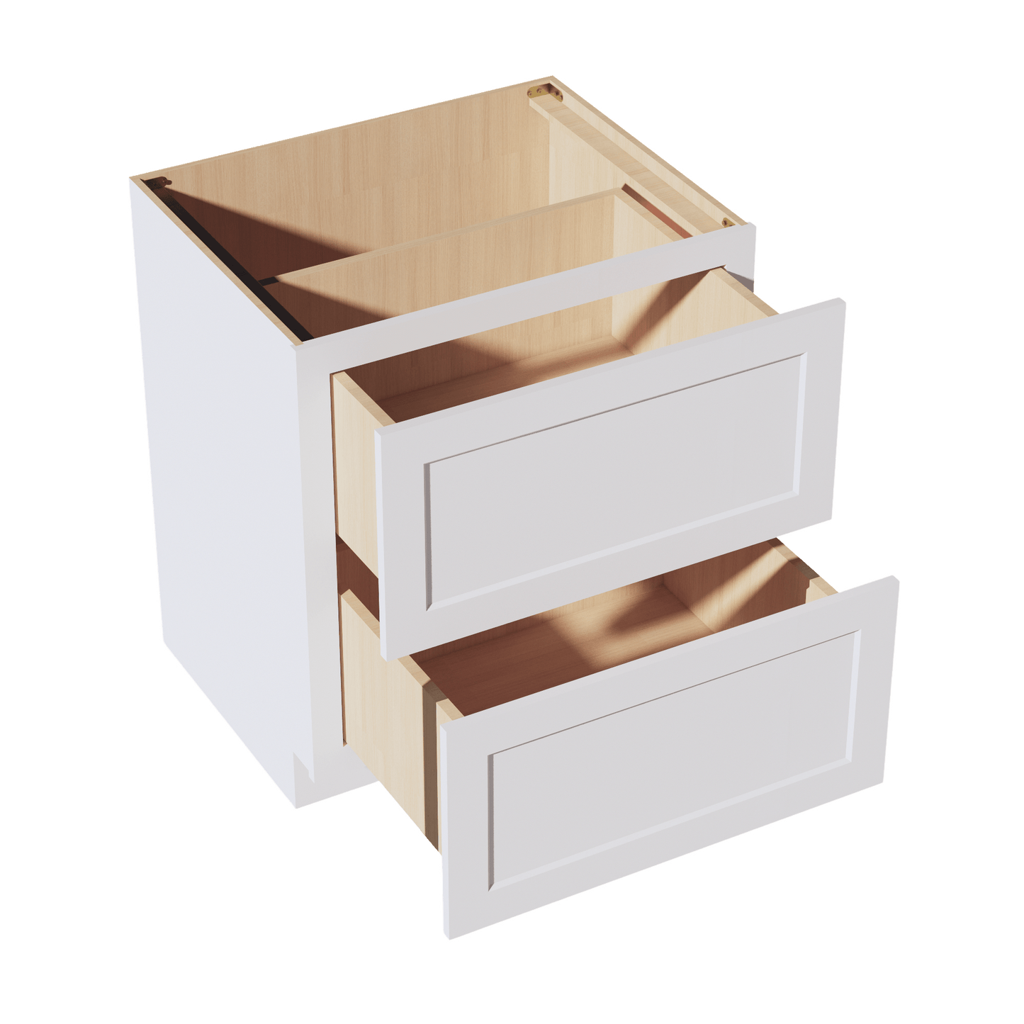 HF - DB30 - 2: Frost White Shaker 30" 2 Drawers Base Cabinet - NextCabinets