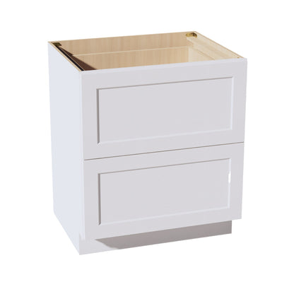 HF - DB30 - 2: Frost White Shaker 30" 2 Drawers Base Cabinet - NextCabinets
