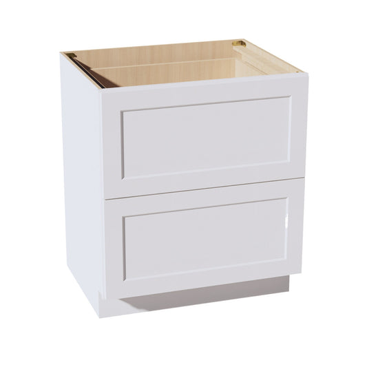 HF - DB30 - 2: Frost White Shaker 30" 2 Drawers Base Cabinet - NextCabinets