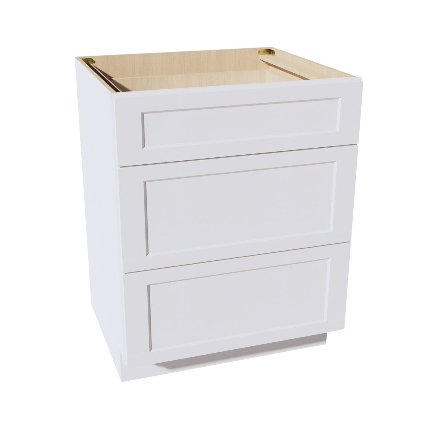 HF - DB30: Frost White Shaker 30" 3 Drawers Base Cabinet - NextCabinets