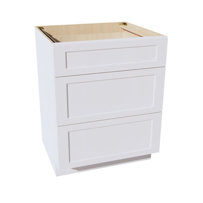 HF - DB30: Frost White Shaker 30" 3 Drawers Base Cabinet - NextCabinets