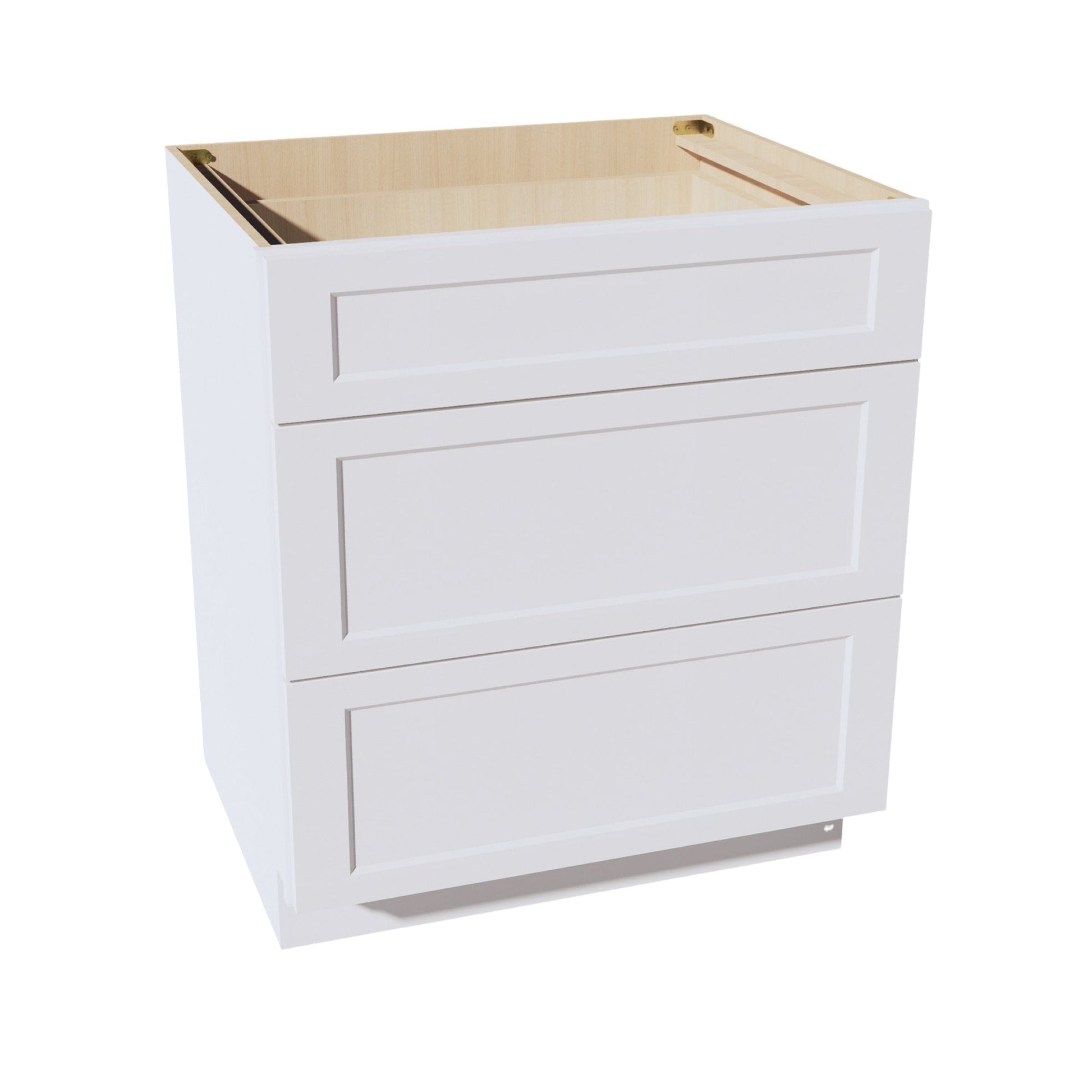 HF - DB33: Frost White Shaker 33" 3 Drawers Base Cabinet - NextCabinets