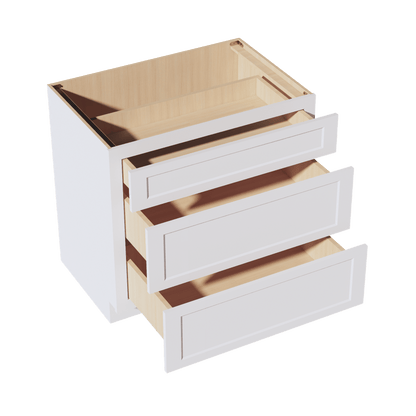 HF - DB36: Frost White Shaker 36" 3 Drawers Base Cabinet - NextCabinets