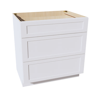 HF - DB36: Frost White Shaker 36" 3 Drawers Base Cabinet - NextCabinets