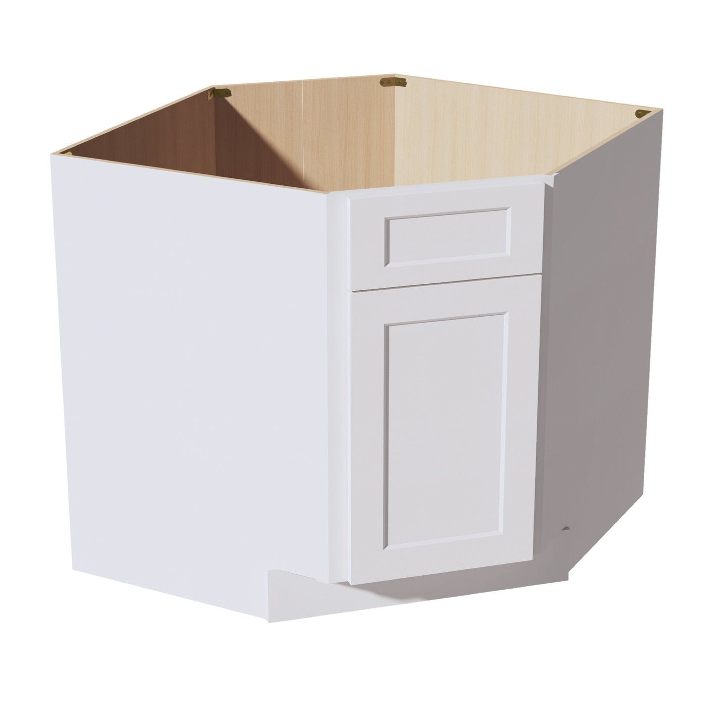 HF - DSB36: Frost White Shaker 39" 1 Door 1 False Drawer Corner Sink Base Cabinets - NextCabinets