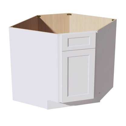 HF - DSB36: Frost White Shaker 39" 1 Door 1 False Drawer Corner Sink Base Cabinets - NextCabinets
