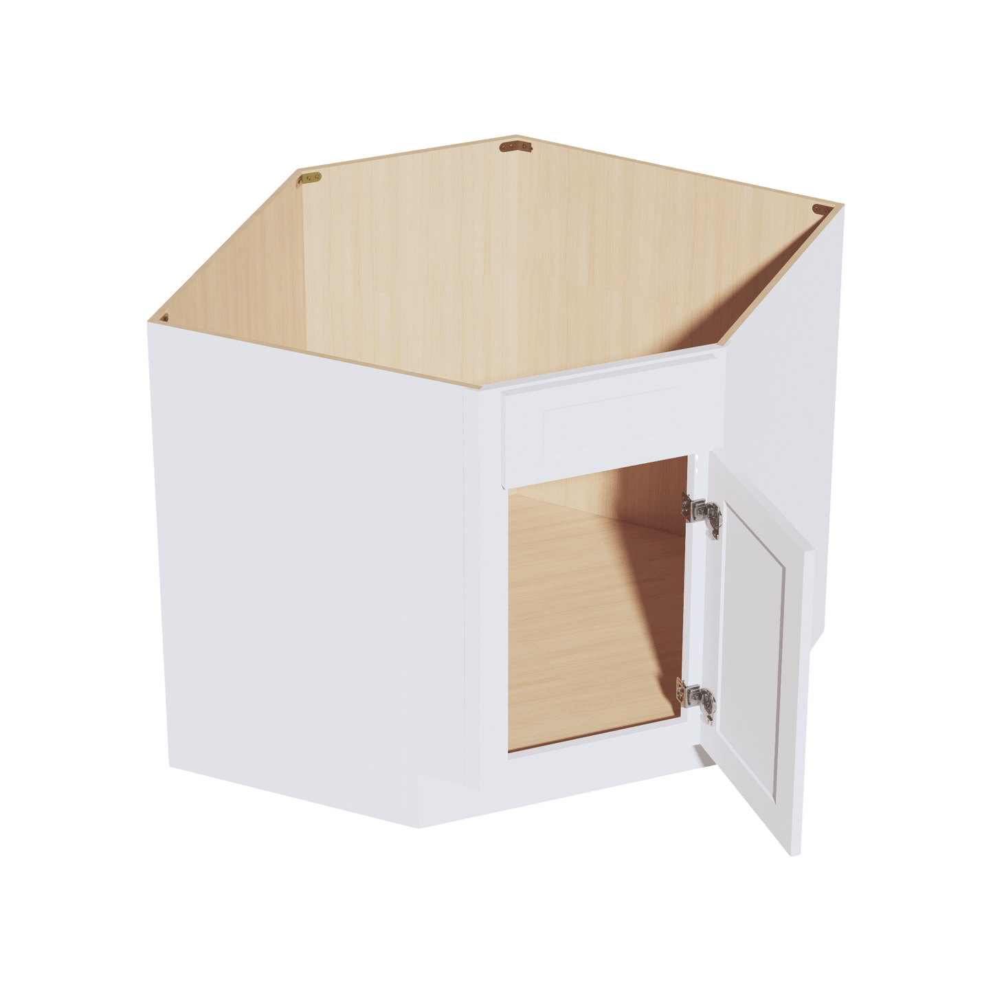 HF - DSB36: Frost White Shaker 39" 1 Door 1 False Drawer Corner Sink Base Cabinets - NextCabinets