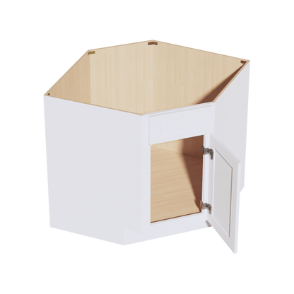 HF - DSB36: Frost White Shaker 39" 1 Door 1 False Drawer Corner Sink Base Cabinets - NextCabinets
