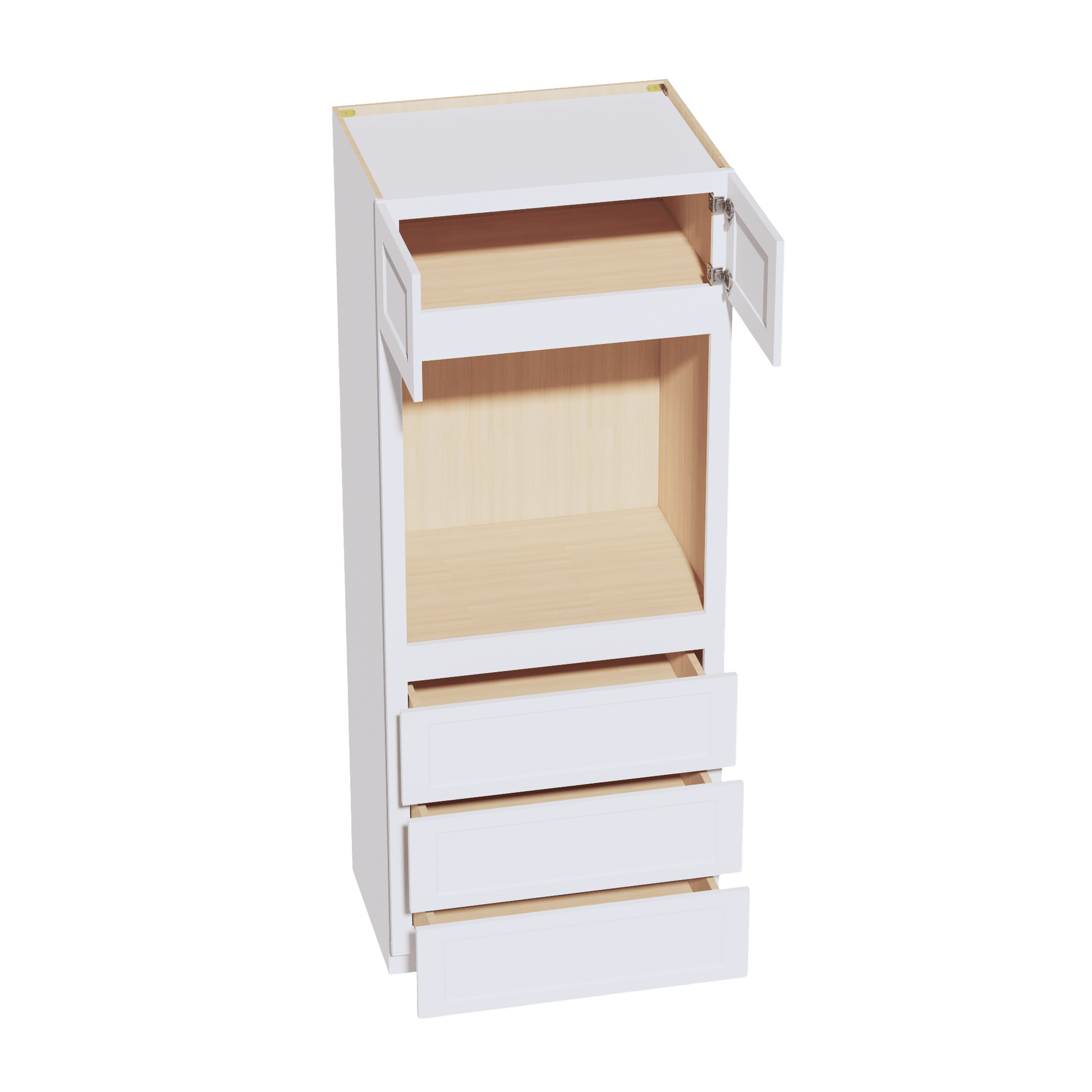 HF - OC3384: Frost White Shaker 33"W x 84"H x 24"D 2 Doors & 3 Drawers Tall Oven Shelf Cabinets - NextCabinets