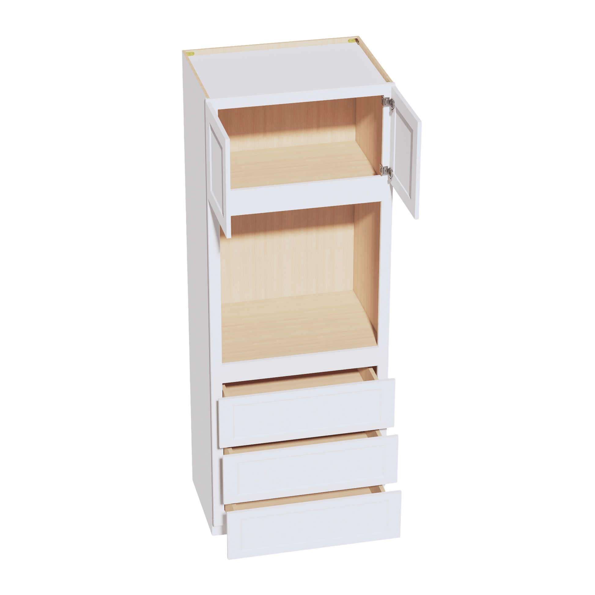 HF - OC3390: Frost White Shaker 33"W x 90"H x 24"D 2 Doors & 3 Drawers Tall Oven Shelf Cabinets - NextCabinets