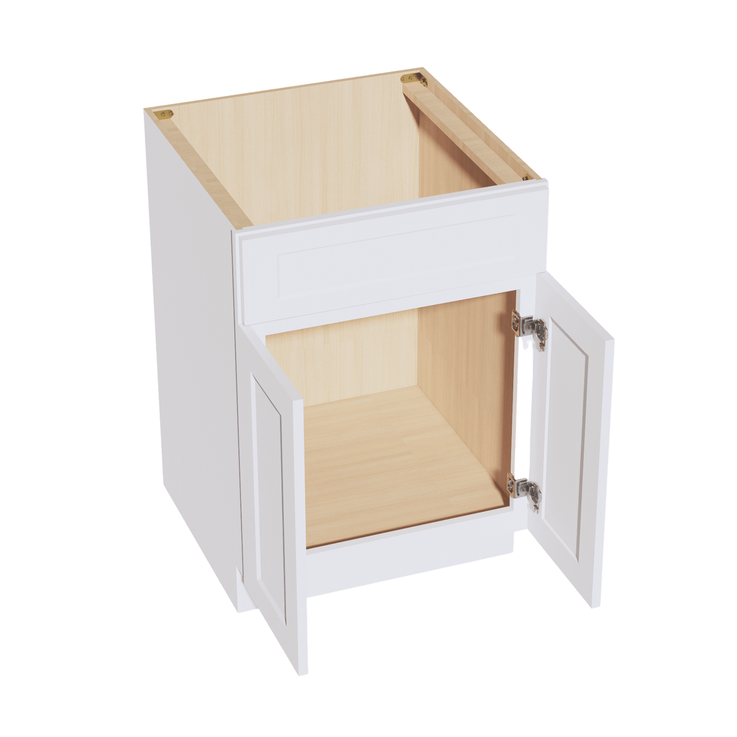 HF - SB24: Frost White Shaker 24" 2 Doors 1 False Drawer Sink Base Cabinet - NextCabinets