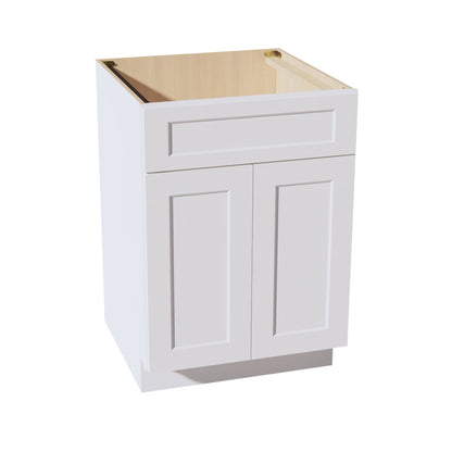 HF - SB24: Frost White Shaker 24" 2 Doors 1 False Drawer Sink Base Cabinet - NextCabinets