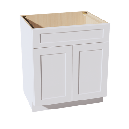 HF - SB30: Frost White Shaker 30" 2 Doors 1 False Drawer Sink Base Cabinet - NextCabinets