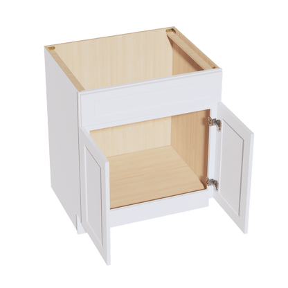 HF - SB30: Frost White Shaker 30" 2 Doors 1 False Drawer Sink Base Cabinet - NextCabinets