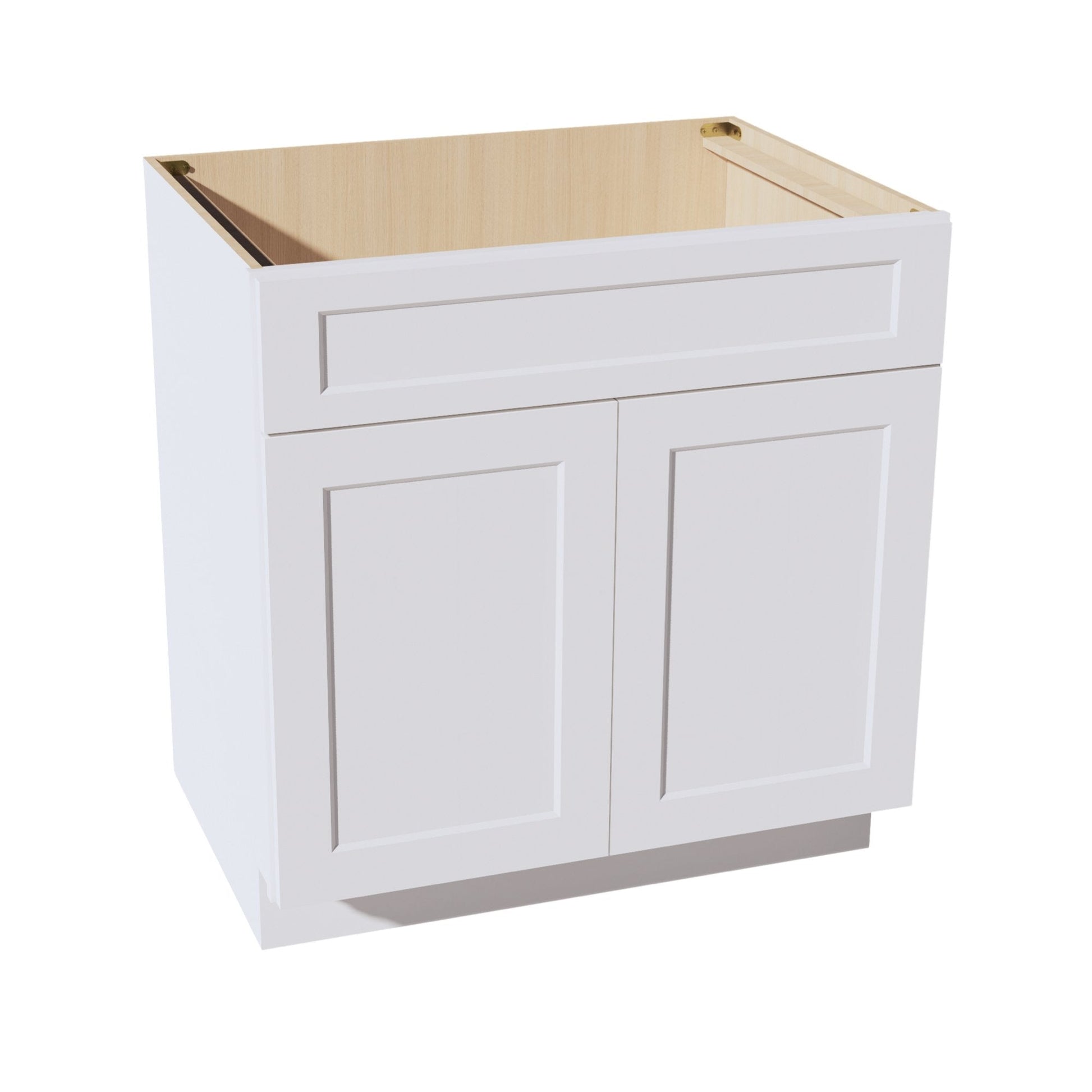 HF - SB33: Frost White Shaker 33" 2 Doors 1 False Drawer Sink Base Cabinet - NextCabinets