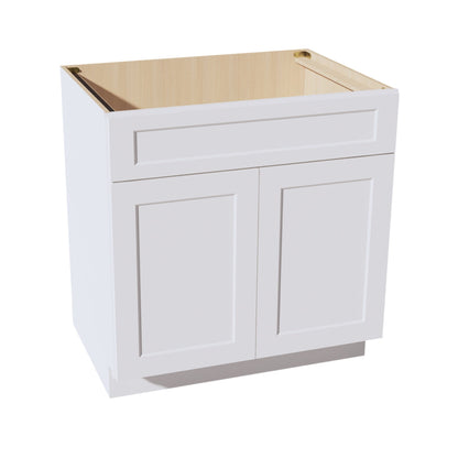 HF - SB33: Frost White Shaker 33" 2 Doors 1 False Drawer Sink Base Cabinet - NextCabinets