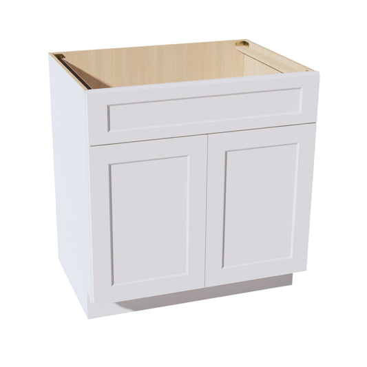 HF - SB33: Frost White Shaker 33" 2 Doors 1 False Drawer Sink Base Cabinet - NextCabinets
