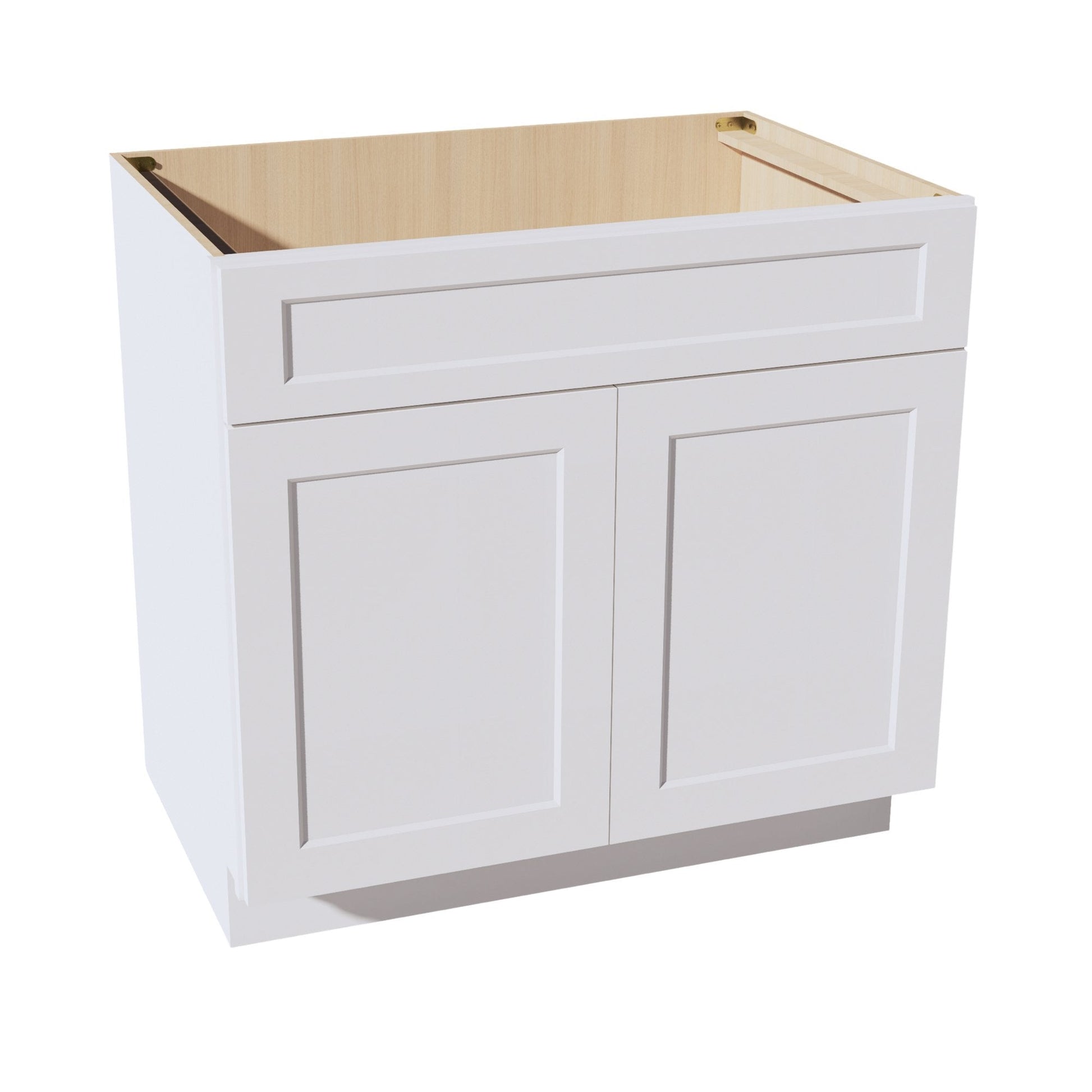 HF - SB36: Frost White Shaker 36" 2 Doors 1 False Drawer Sink Base Cabinet - NextCabinets