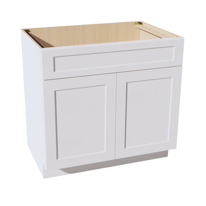 HF - SB36: Frost White Shaker 36" 2 Doors 1 False Drawer Sink Base Cabinet - NextCabinets