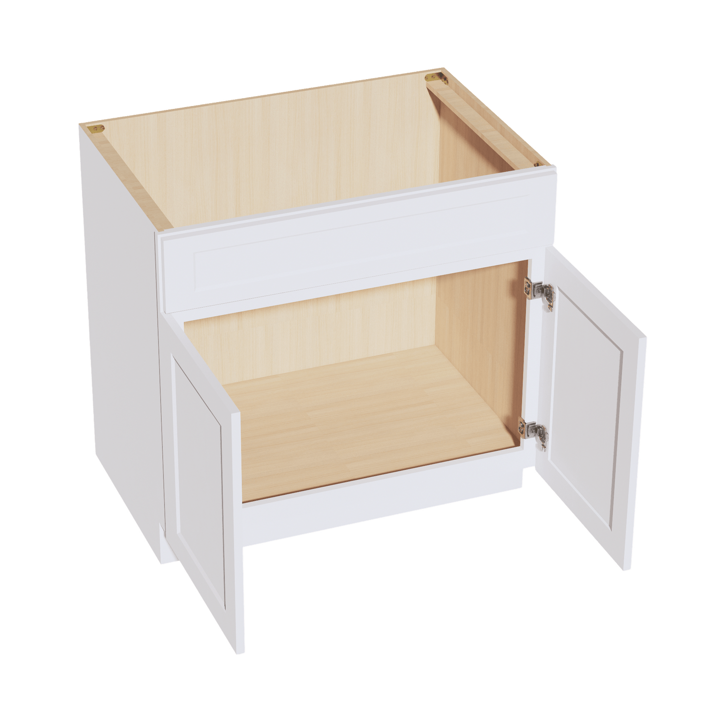 HF - SB36: Frost White Shaker 36" 2 Doors 1 False Drawer Sink Base Cabinet - NextCabinets