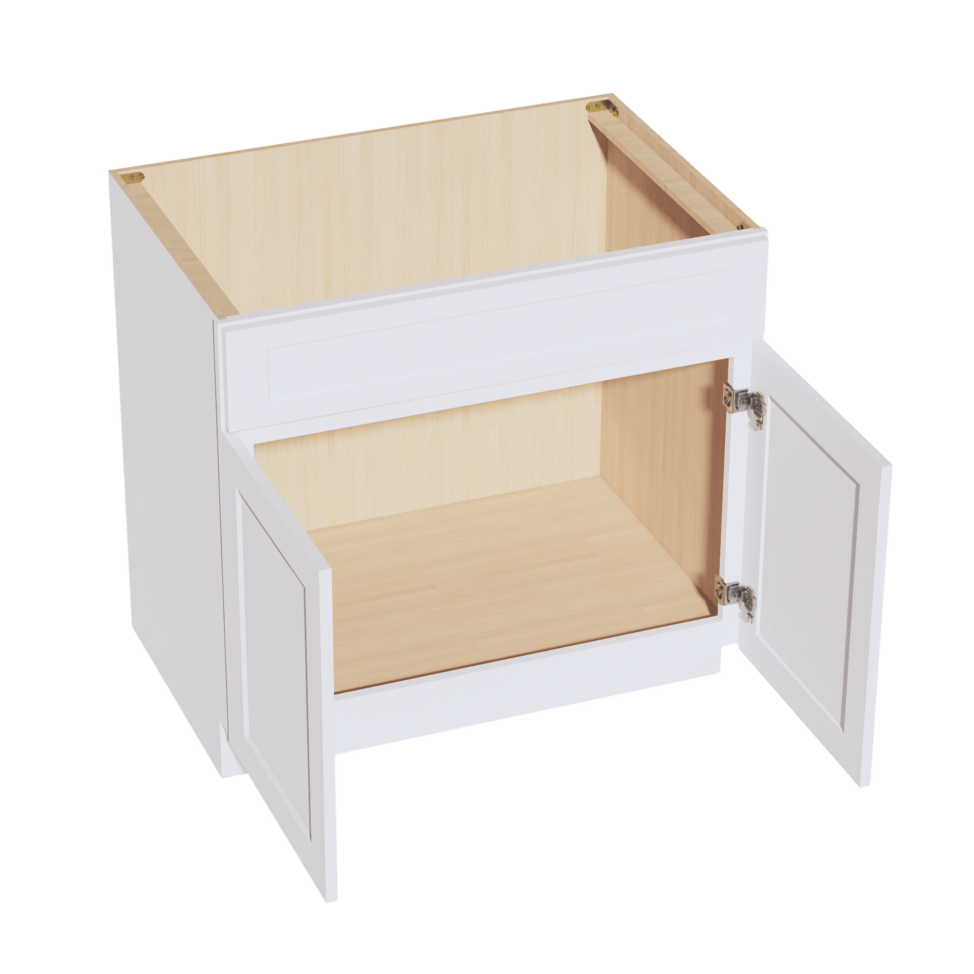 HF - SB36: Frost White Shaker 36" 2 Doors 1 False Drawer Sink Base Cabinet - NextCabinets