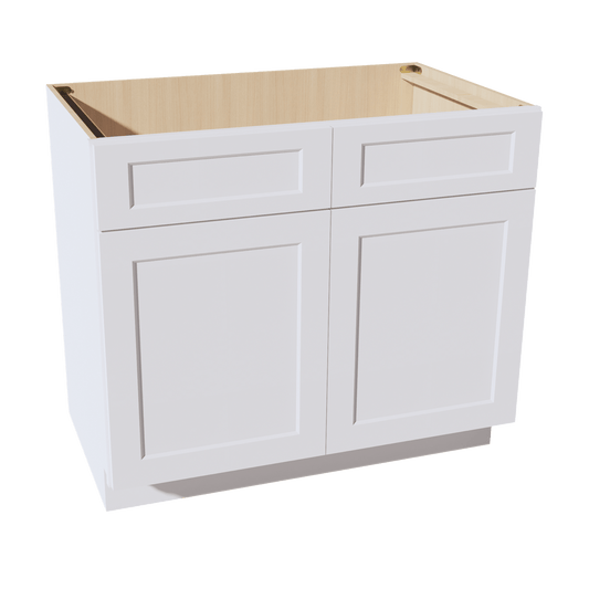 HF - SB39: Frost White Shaker 39" 2 Doors 2 False Drawers Sink Base Cabinet - NextCabinets