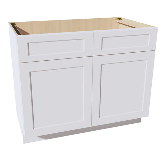 HF - SB42: Frost White Shaker 42" 2 Doors 2 False Drawers Sink Base Cabinet - NextCabinets