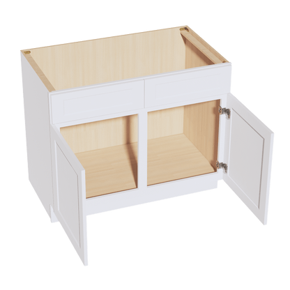 HF - SB42: Frost White Shaker 42" 2 Doors 2 False Drawers Sink Base Cabinet - NextCabinets
