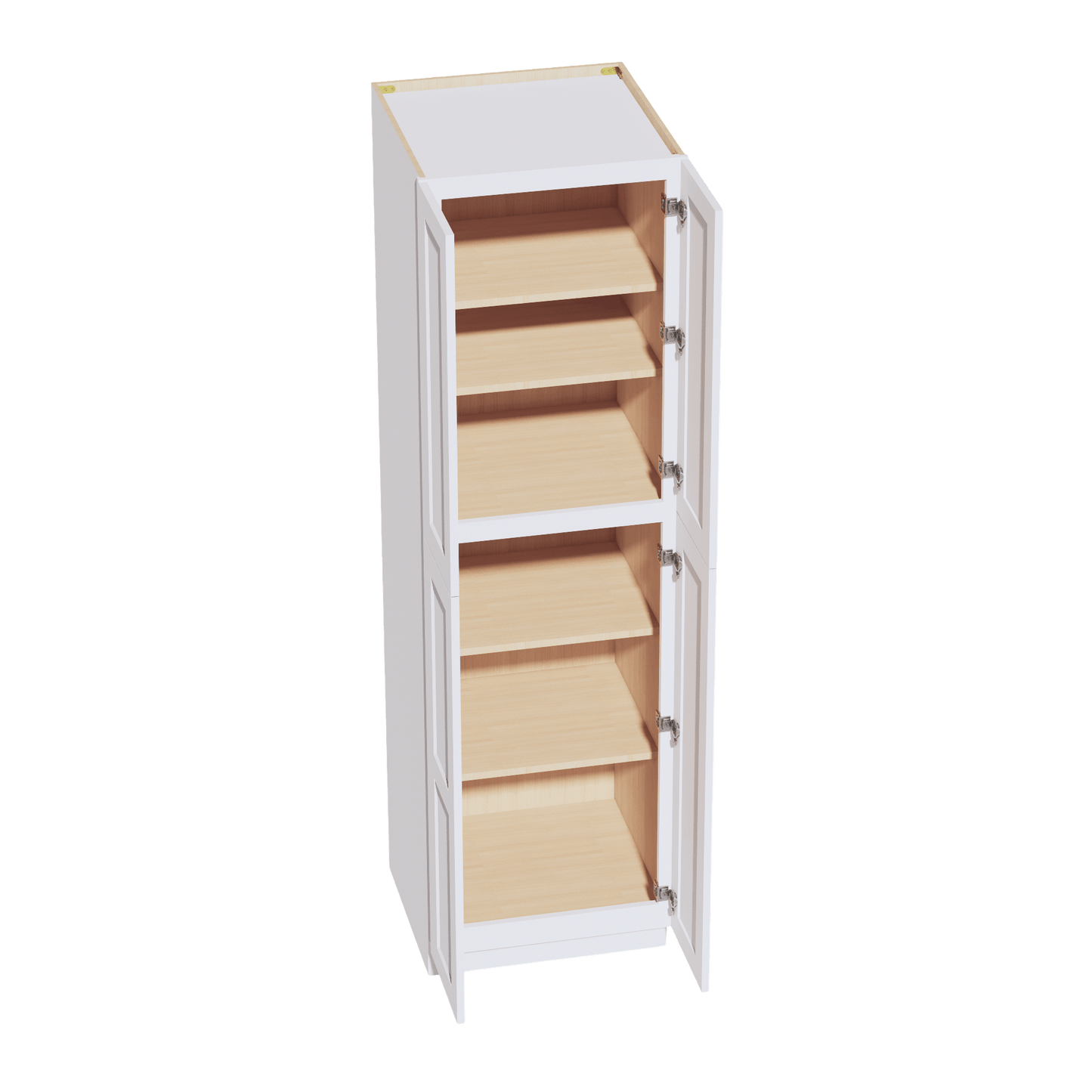 HF - TP2484: Frost White Shaker 24"W x 84"H x 24"D 4 Door & 5 Shelves Tall Shelf Pantry Cabinets - NextCabinets