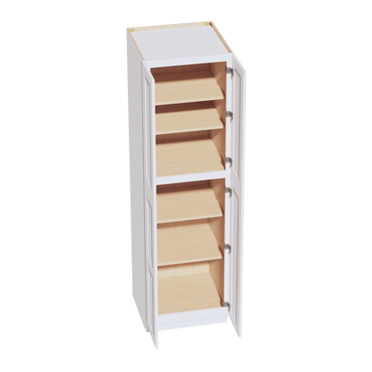 HF - TP2484: Frost White Shaker 24"W x 84"H x 24"D 4 Door & 5 Shelves Tall Shelf Pantry Cabinets - NextCabinets