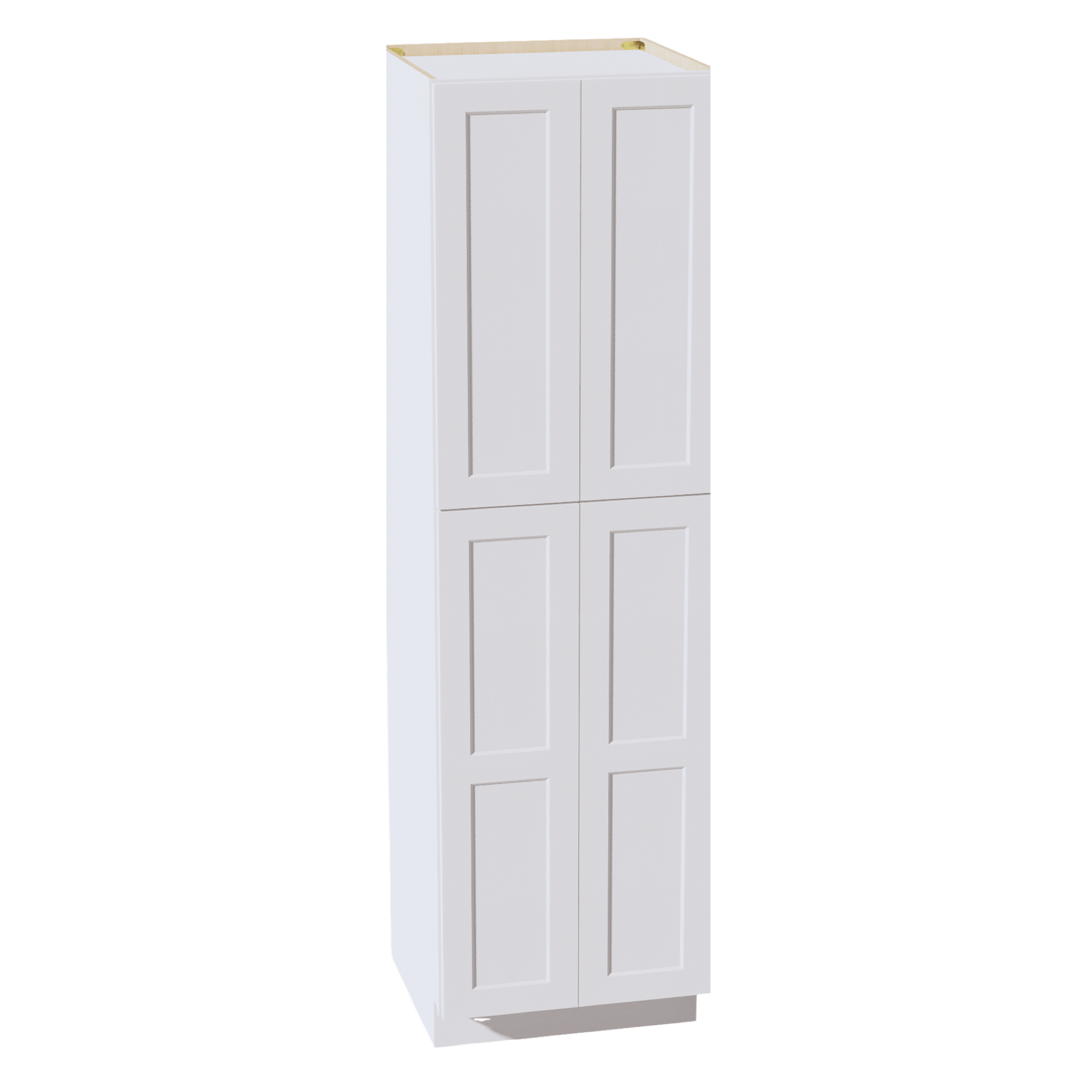 HF - TP2484: Frost White Shaker 24"W x 84"H x 24"D 4 Door & 5 Shelves Tall Shelf Pantry Cabinets - NextCabinets