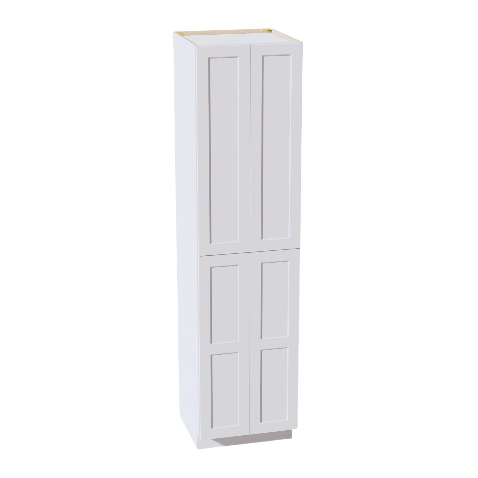 HF - TP2496: Frost White Shaker 24"W x 96"H x 24"D 4 Door & 6 Shelves Tall Shelf Pantry Cabinets - NextCabinets