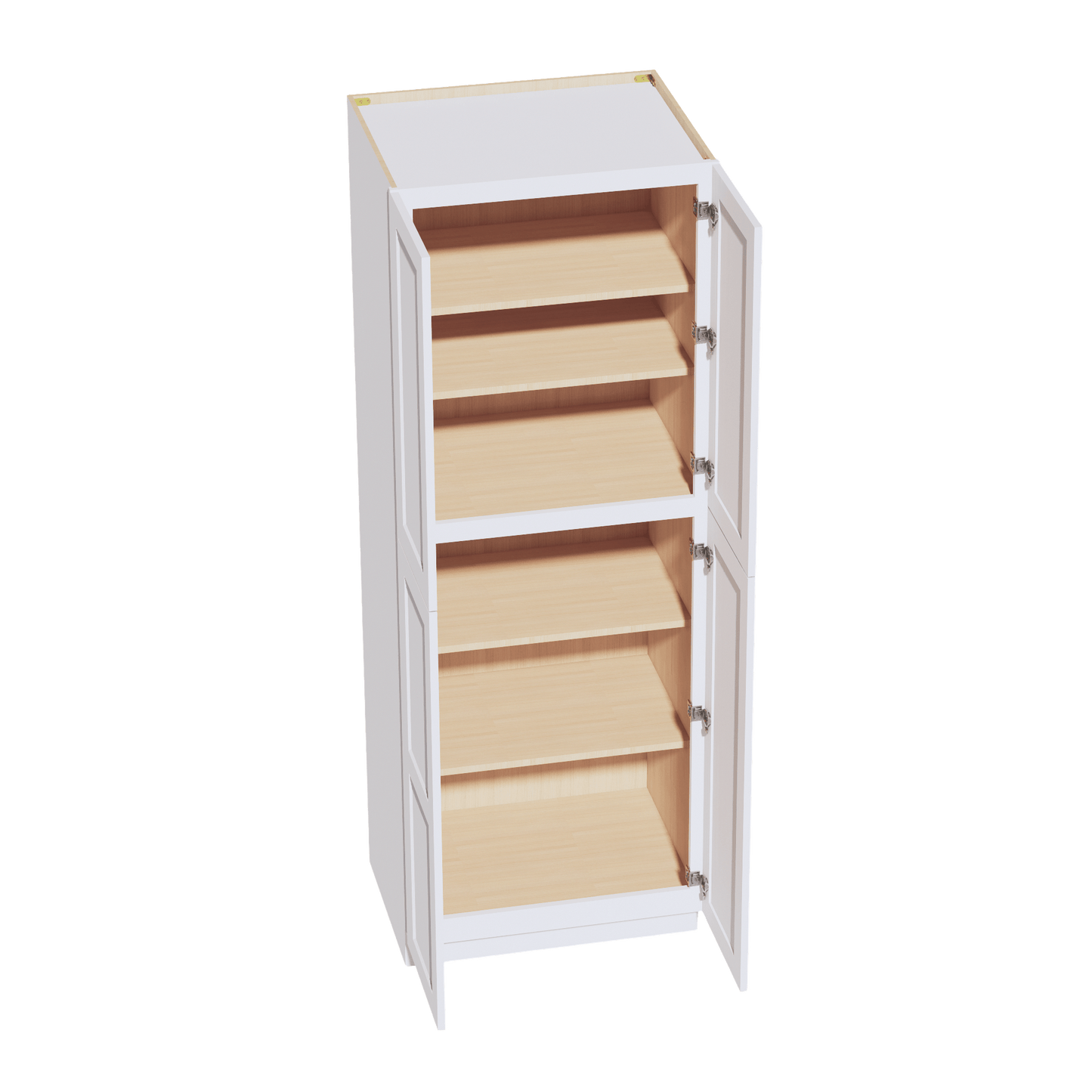 HF - TP3084: Frost White Shaker 30"W x 84"H x 24"D 4 Door & 5 Shelves Tall Shelf Pantry Cabinets - NextCabinets