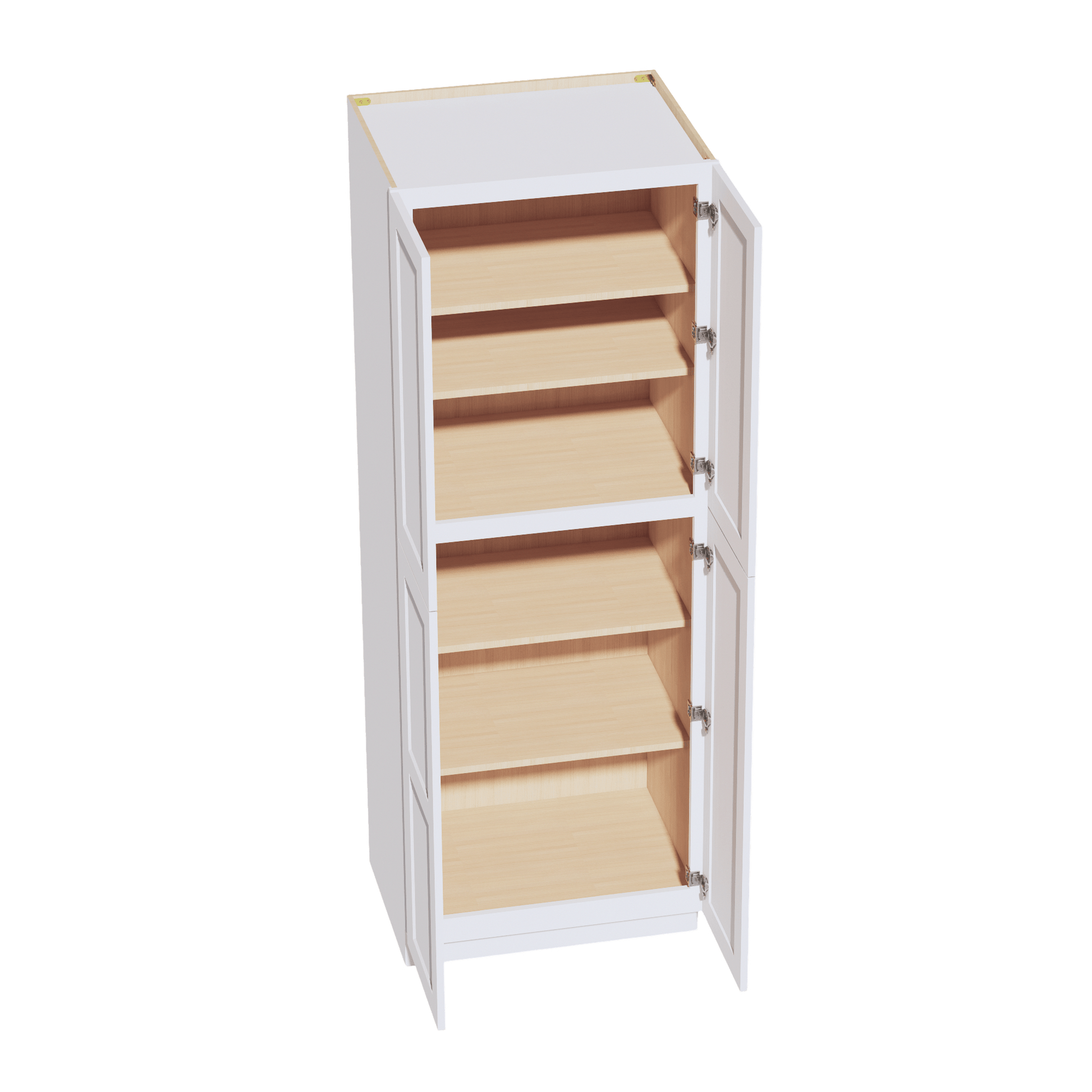 HF - TP3084: Frost White Shaker 30"W x 84"H x 24"D 4 Door & 5 Shelves Tall Shelf Pantry Cabinets - NextCabinets
