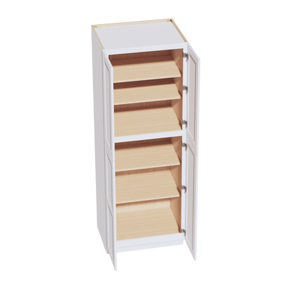 HF - TP3084: Frost White Shaker 30"W x 84"H x 24"D 4 Door & 5 Shelves Tall Shelf Pantry Cabinets - NextCabinets
