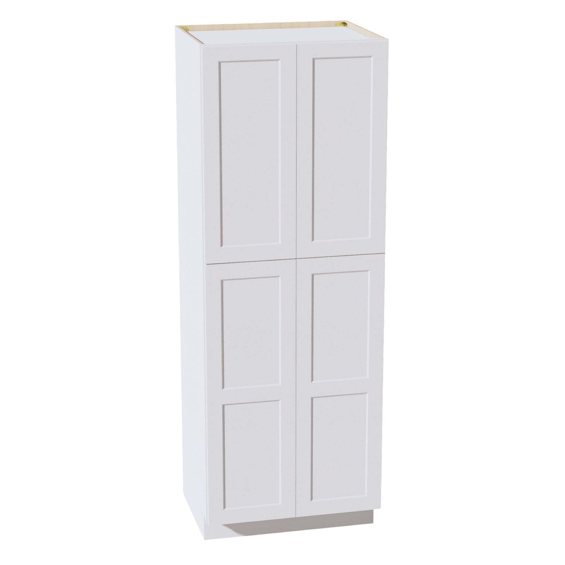 HF - TP3084: Frost White Shaker 30"W x 84"H x 24"D 4 Door & 5 Shelves Tall Shelf Pantry Cabinets - NextCabinets