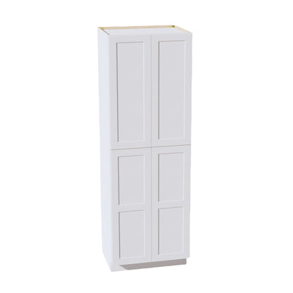 HF - TP3090: Frost White Shaker 30"W x 90"H x 24"D 4 Door & 5 Shelves Tall Shelf Pantry Cabinets - NextCabinets