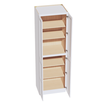 HF - TP3096: Frost White Shaker 30"W x 96"H x 24"D 2 Doors & 6 Shelves Tall Shelf Pantry Cabinets - NextCabinets