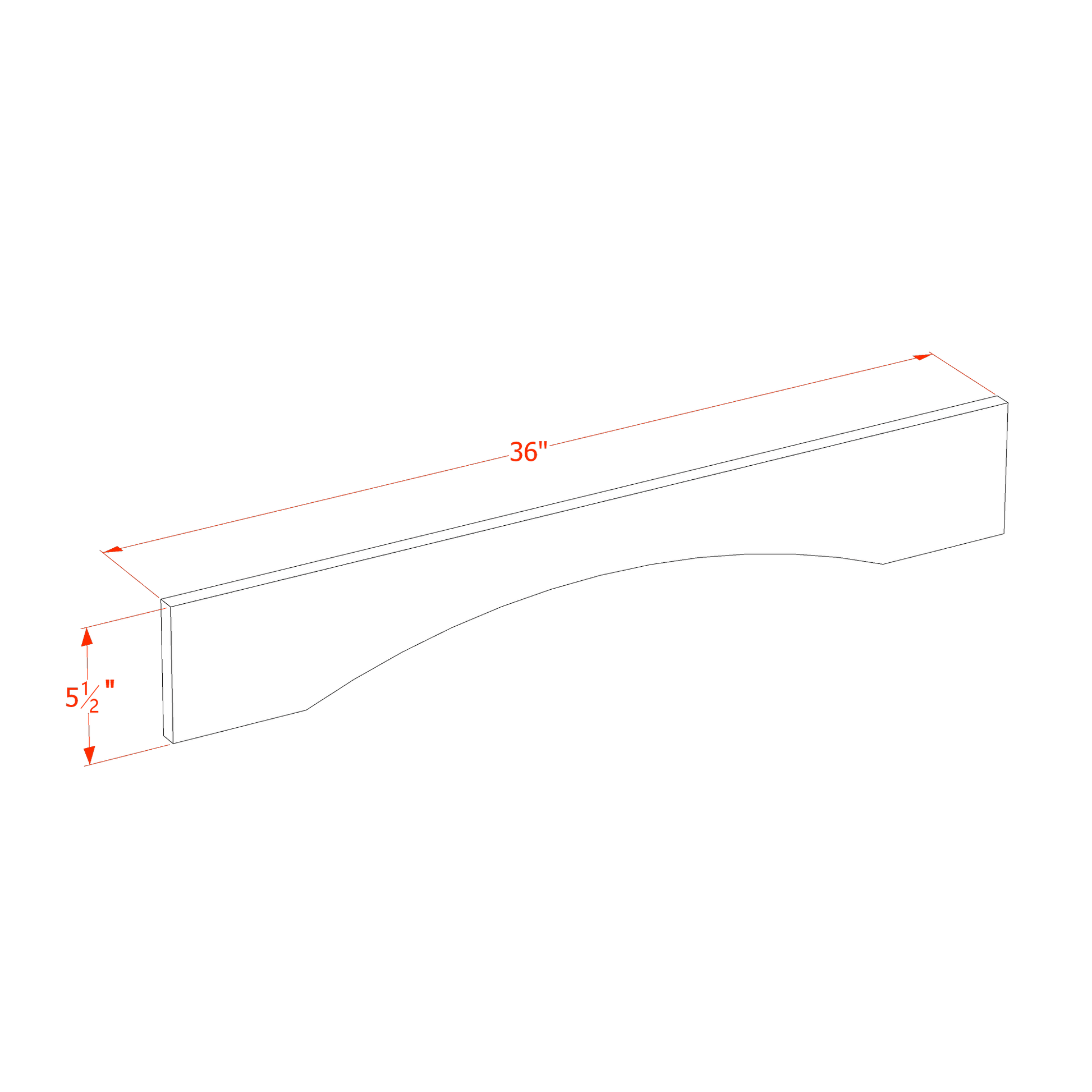 HF - VAR36: Frost White Shaker 36"W x 5 - 1/2"H x 3/4"D Arched Valance - NextCabinets