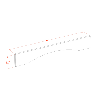 HF - VAR36: Frost White Shaker 36"W x 5 - 1/2"H x 3/4"D Arched Valance - NextCabinets