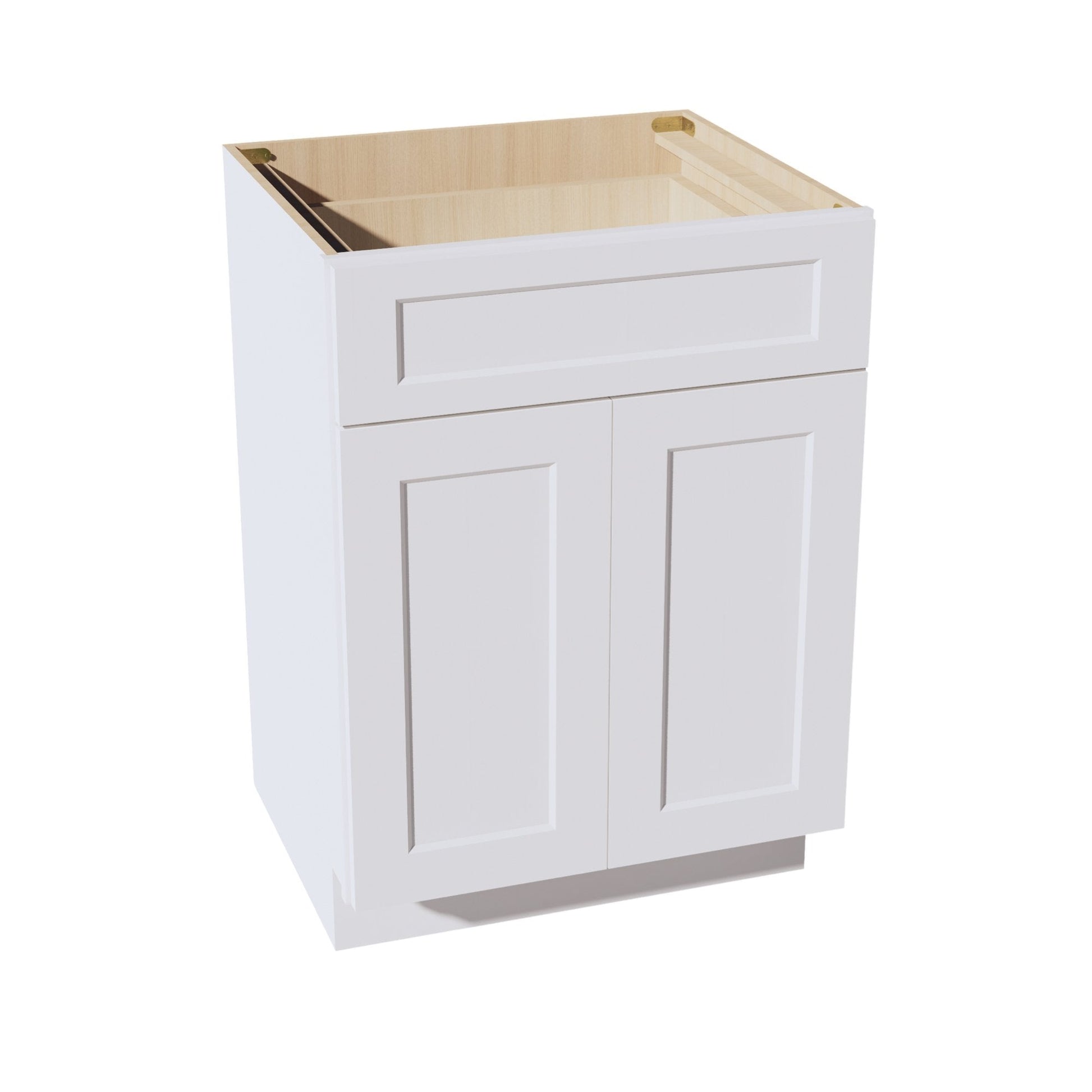 HF - VB2421: Frost White Shaker 24"W x 34 - 1/2"H x 21"D 2 Doors & 1 Drawer Double Door Vanity Base Cabinets - NextCabinets