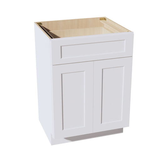 HF - VB2421: Frost White Shaker 24"W x 34 - 1/2"H x 21"D 2 Doors & 1 Drawer Double Door Vanity Base Cabinets - NextCabinets
