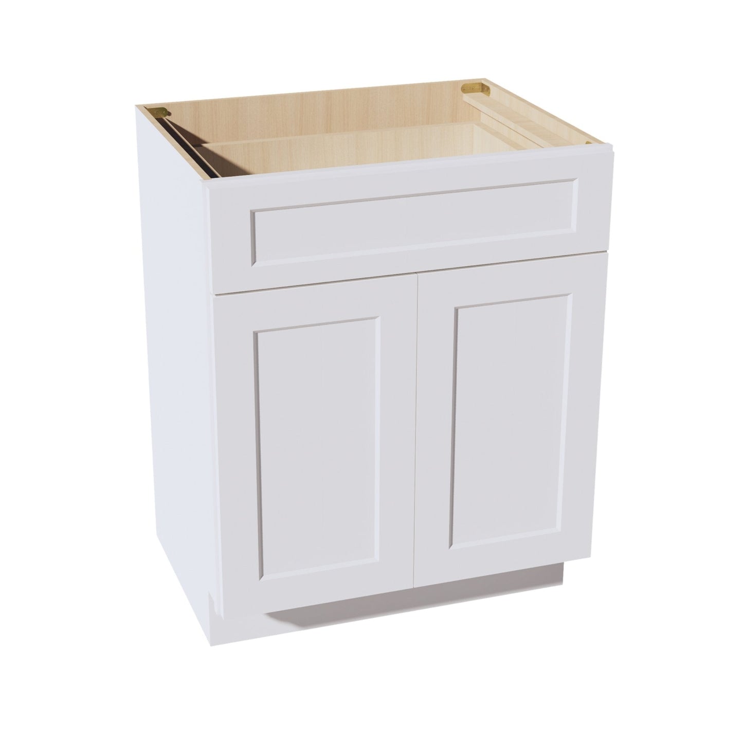 HF - VB2721: Frost White Shaker 27"W x 34 - 1/2"H x 21"D 2 Doors & 1 Drawer Double Door Vanity Base Cabinets - NextCabinets