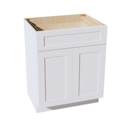 HF - VB2721: Frost White Shaker 27"W x 34 - 1/2"H x 21"D 2 Doors & 1 Drawer Double Door Vanity Base Cabinets - NextCabinets