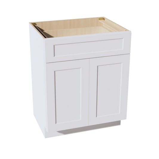 HF - VB2721: Frost White Shaker 27"W x 34 - 1/2"H x 21"D 2 Doors & 1 Drawer Double Door Vanity Base Cabinets - NextCabinets