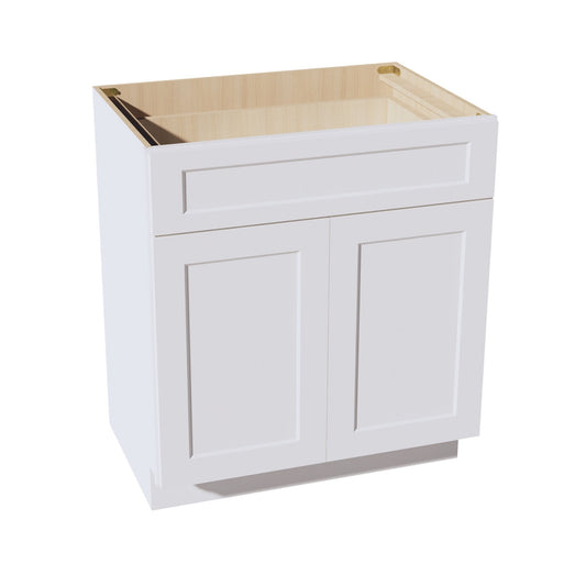 HF - VB3021: Frost White Shaker 30"W x 34 - 1/2"H x 21"D 2 Doors & 1 Drawer Double Door Vanity Base Cabinets - NextCabinets