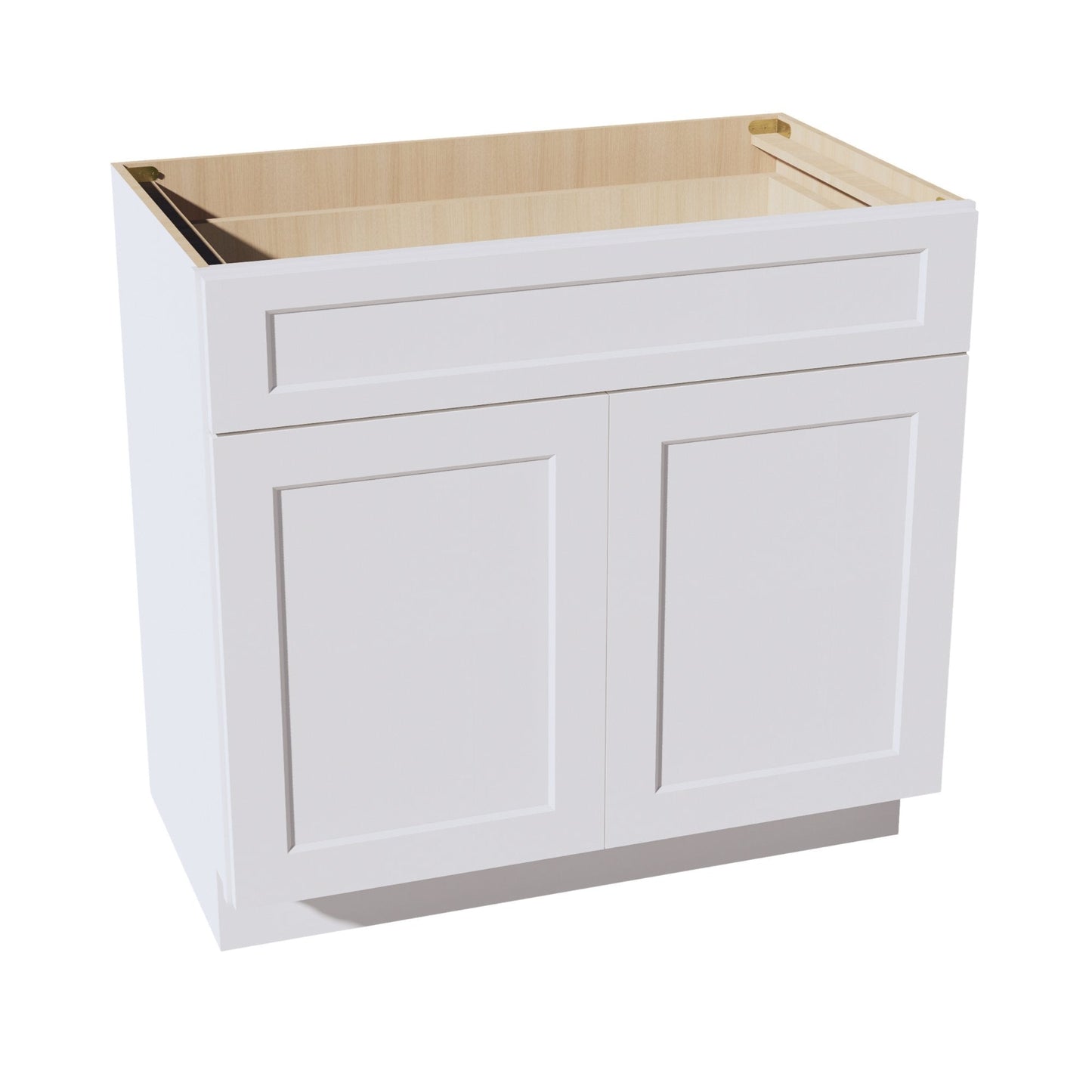 HF - VB3621: Frost White Shaker 36"W x 34 - 1/2"H x 21"D 2 Doors & 1 Drawer Double Door Vanity Base Cabinets - NextCabinets