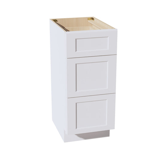 HF - VDB1521: Frost White Shaker 15"W x 34 - 1/2"H x 21"D 3 Drawers Vanity Base Cabinets - NextCabinets