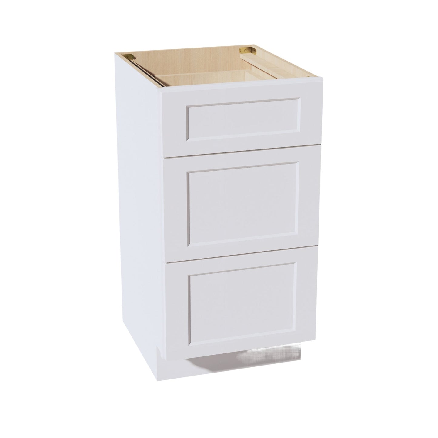 HF - VDB1821: Frost White Shaker 18"W x 34 - 1/2"H x 21"D 3 Drawers Vanity Base Cabinets - NextCabinets